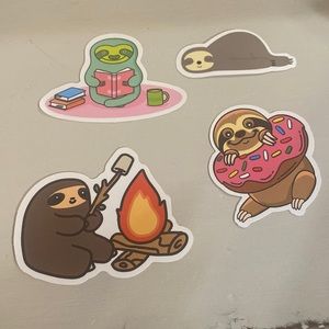 🦥 SLOTHS.  Set of 4.  Vinyl waterproof stickers.  New.  Sloths